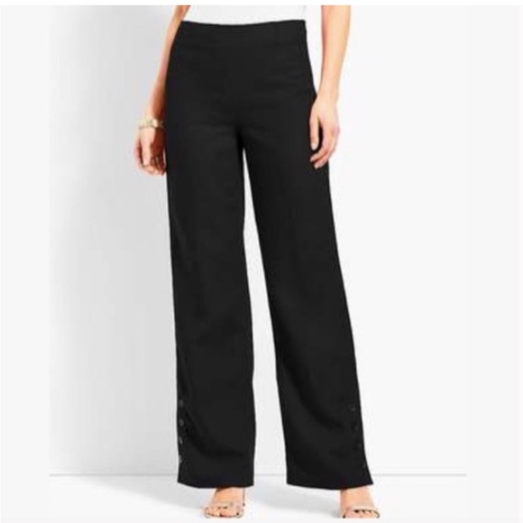 Talbots Pants - Talbots Linen High Waist Palazzo Wide Leg Black Pants Sz 16